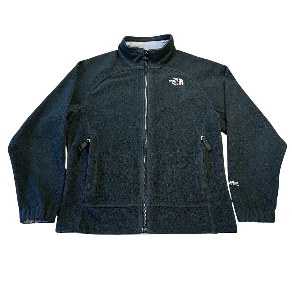 The North Face Full Zip Fleece Jacket Midweight Black Coat Girls WindWall Large